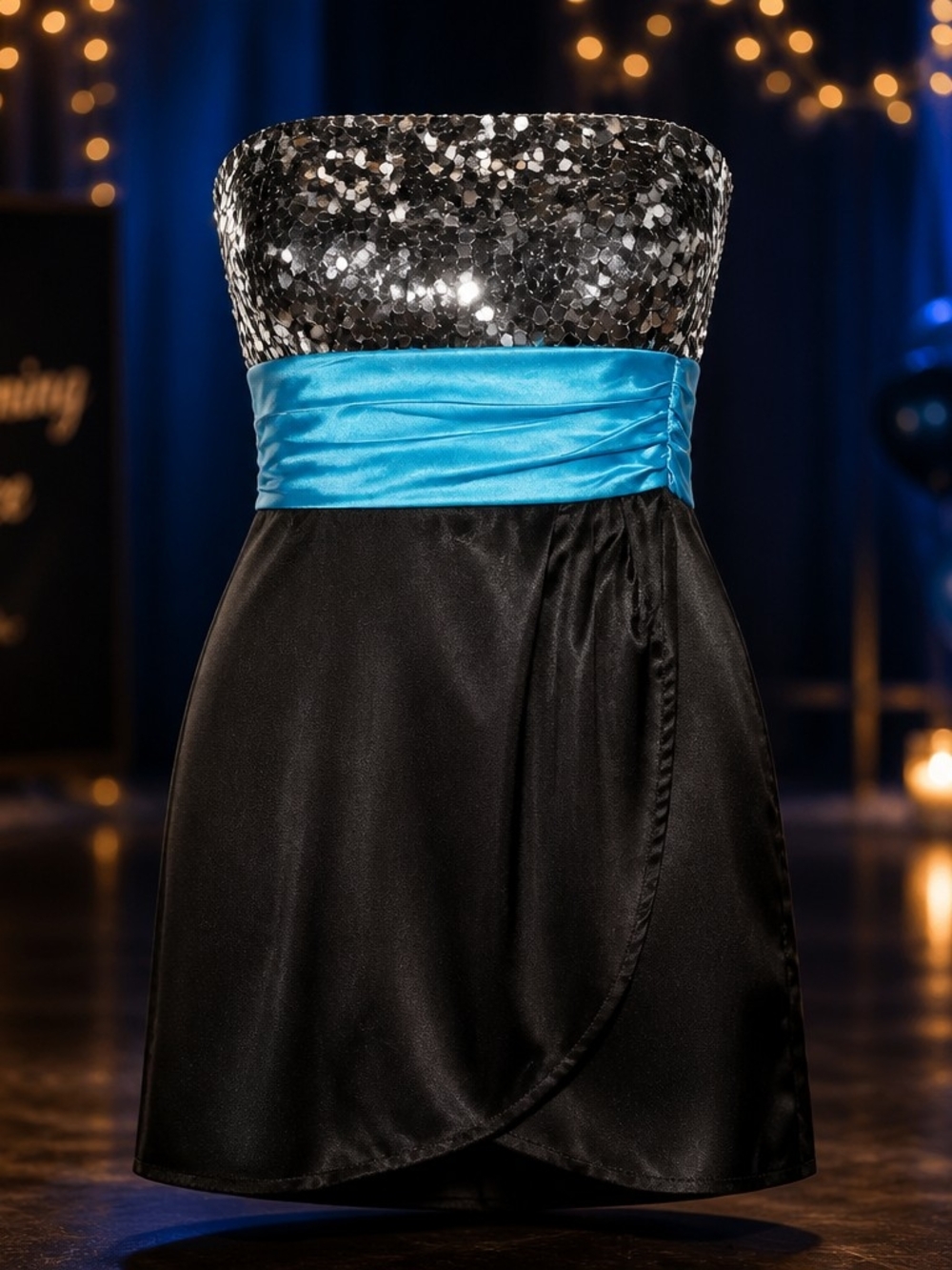 Homecoming Xtraordinary Vintage Y2K Whimsigoth Dress Sequin Satin Size 5 4035